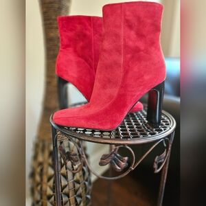 Marc Fisher Red Suede Heeled Boots